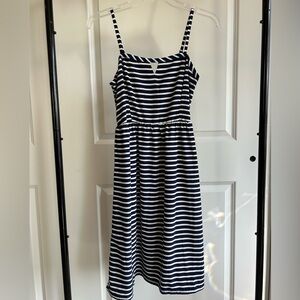 Old Navy - Navy and White Striped Midi Dress